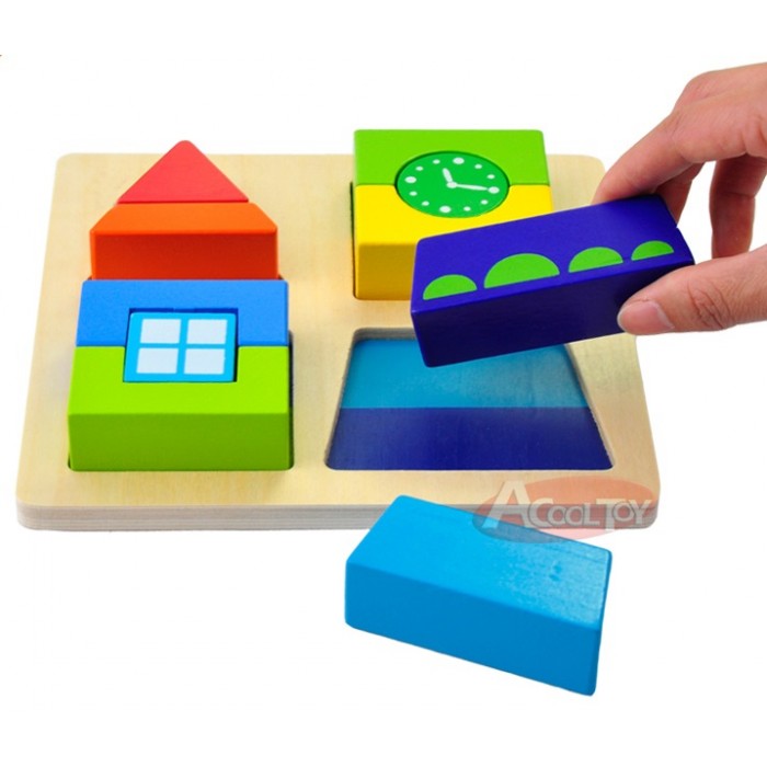 Puzzle cuburi forme geometrice